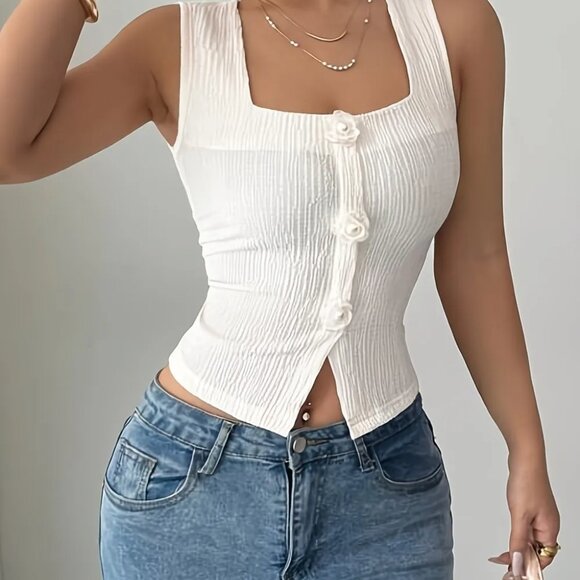 Flower Square Neck Tank - Picture 4 of 4